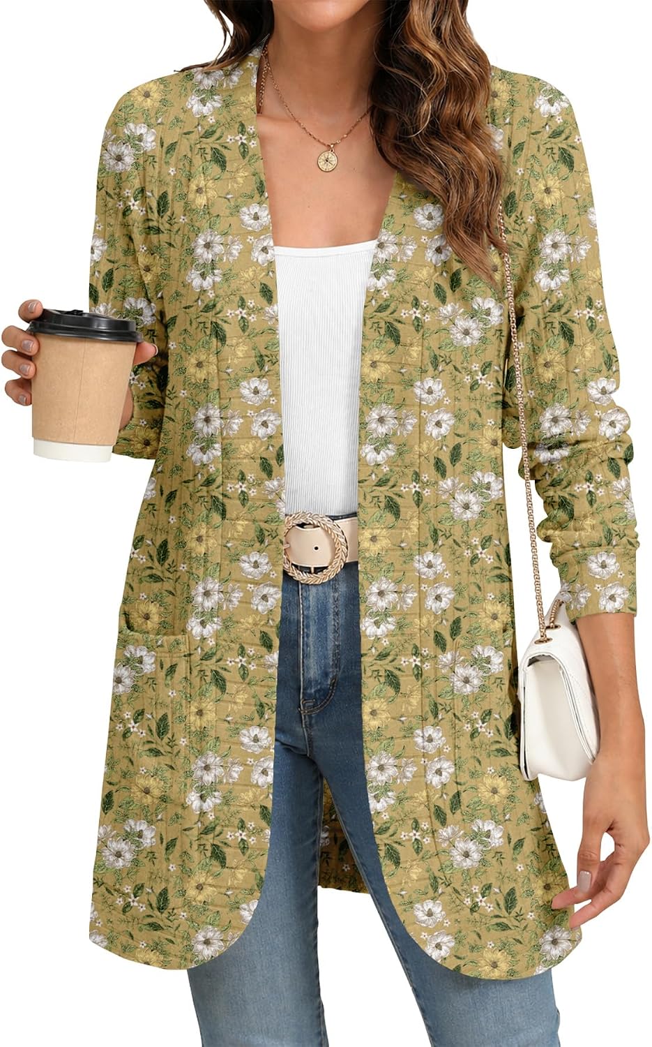 Thumbnail 6 de YSYOKOW Long Sleeve Open Front Cardigan 5 Sizes