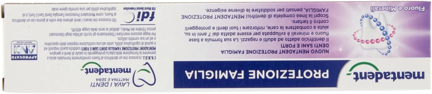 Detalle de Mentadent Protezione Famiglia Dentifricio Denti Sani e Forti 75ml – confezione da 5