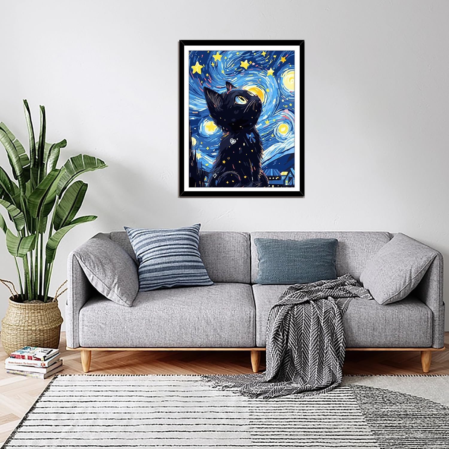 Detalle de Jieyisier „Malen nach Zahlen“ Katze für Erwachsene – Paint-by-Numbers Set 16x20 Zoll mit Pinseln und Farben
