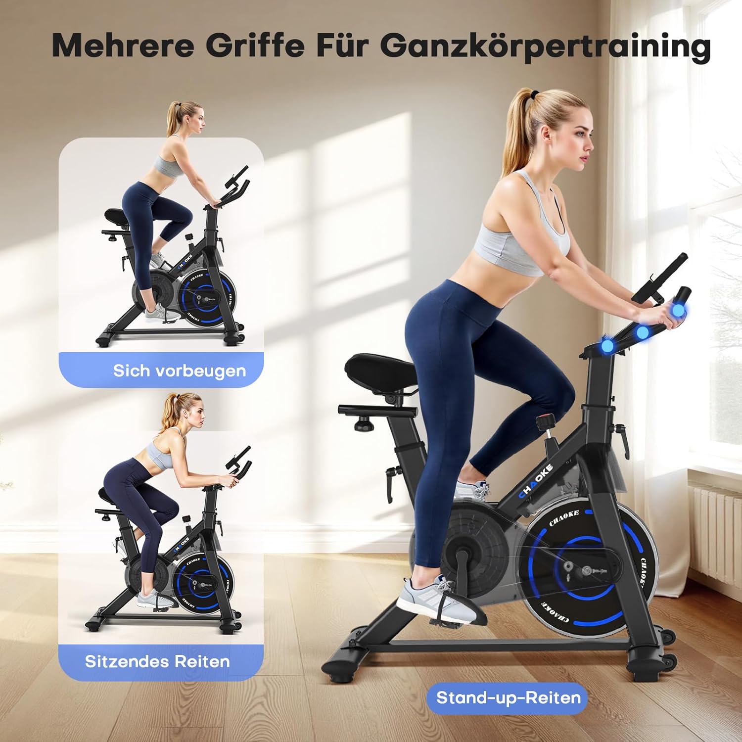 Thumbnail 6 de [UPGRADE] CHAOKE Heimtrainer Fahrrad mit App, leiser Magnetsystem-Widerstand und LCD-Display (bis 150 kg)