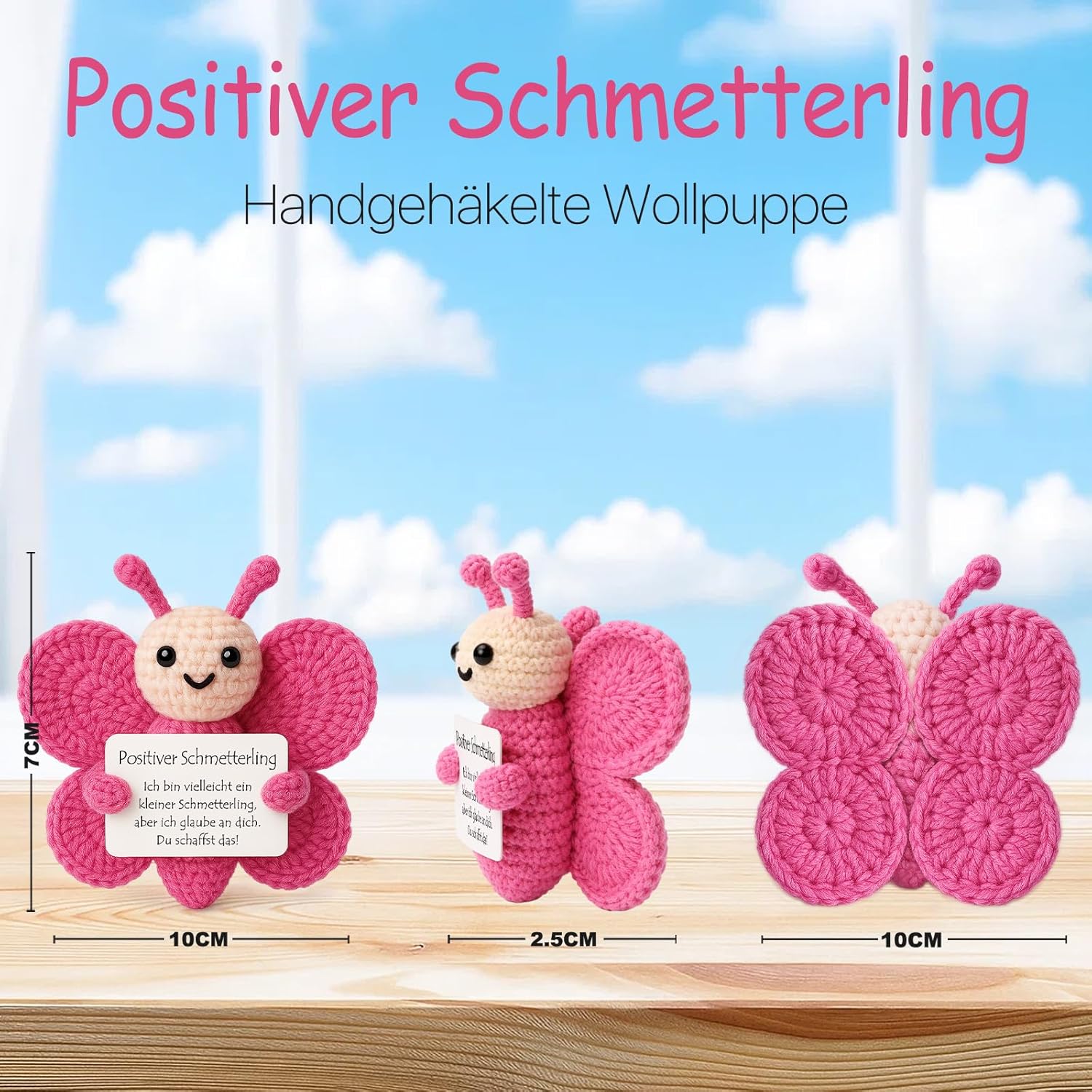 Thumbnail 2 de Farbeele Positive Schmetterling & Glücksbringer-Schlüsselanhänger (Pocket Hug) als Mutmacher-Geschenk