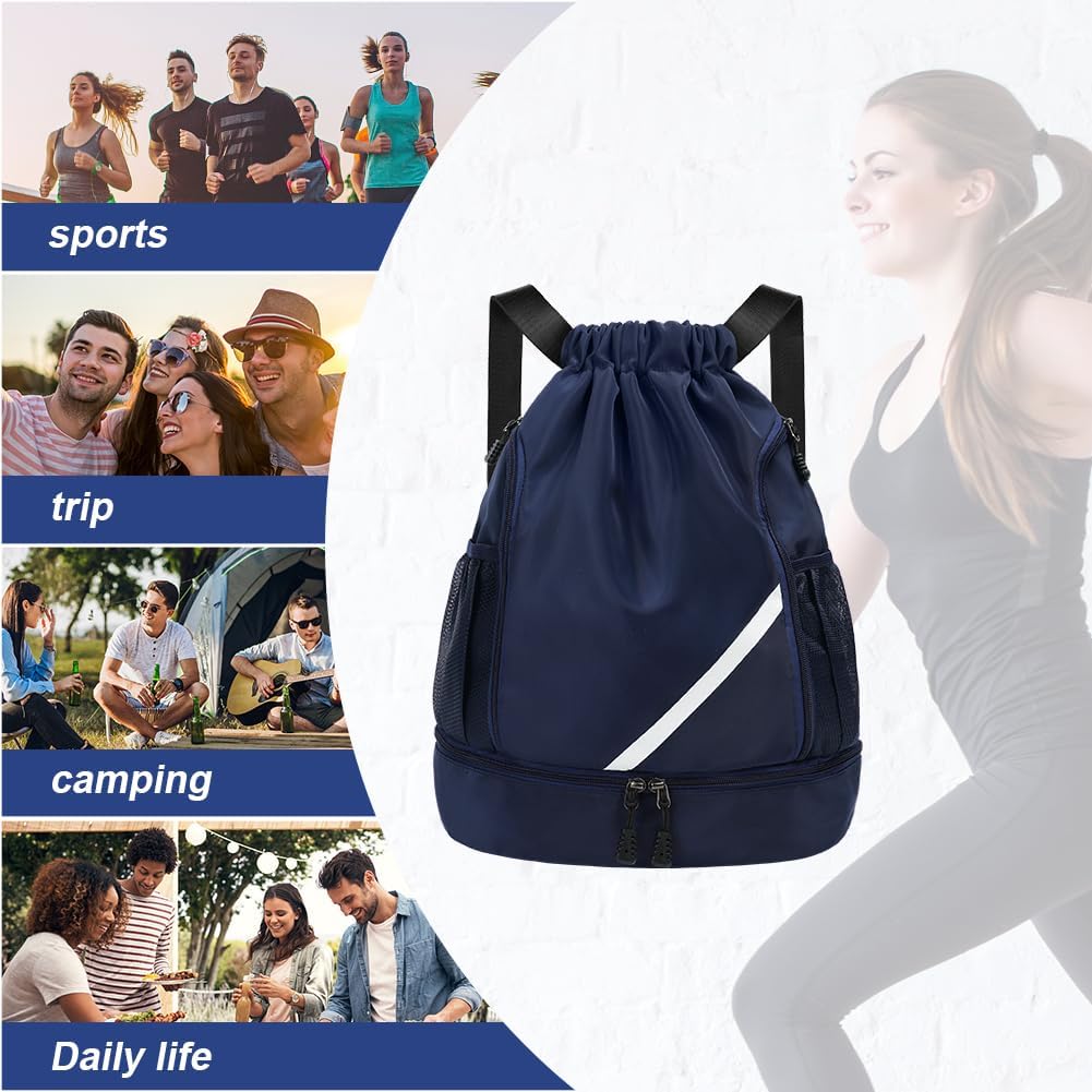 Thumbnail 6 de flintronic Mode Sport Rucksack/Turnbeutel mit Kordelzug – wasserdichte Sporttasche mit Schuhfach, Netztaschen
