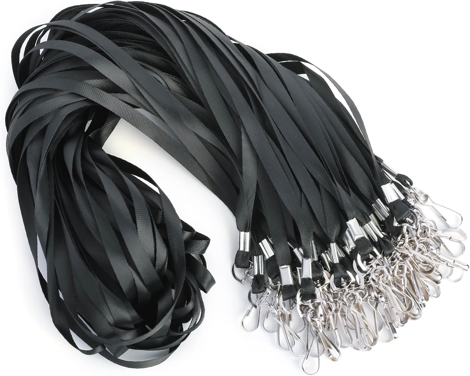 Detalle de LOCONHA 50-Pack Black Lanyards, 18-Inch Polyester with Swivel Hook