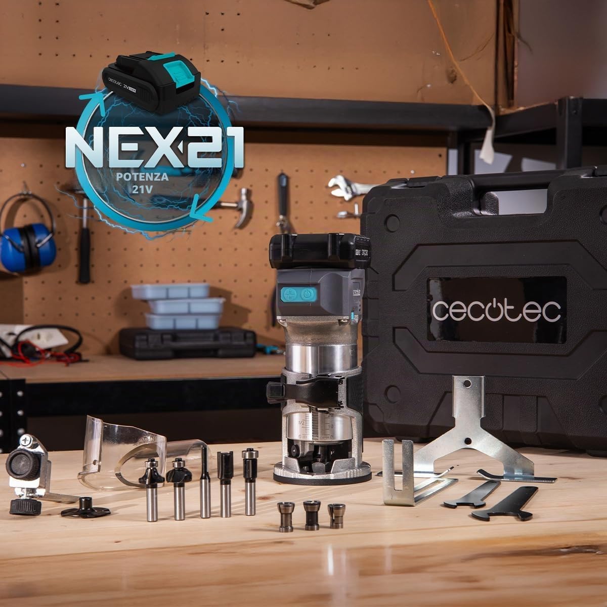 Detalle 2 de Cecotec Fresatrice per Legno a Batteria MultiShape 2000 Liberty – potenza senza fili e precisione