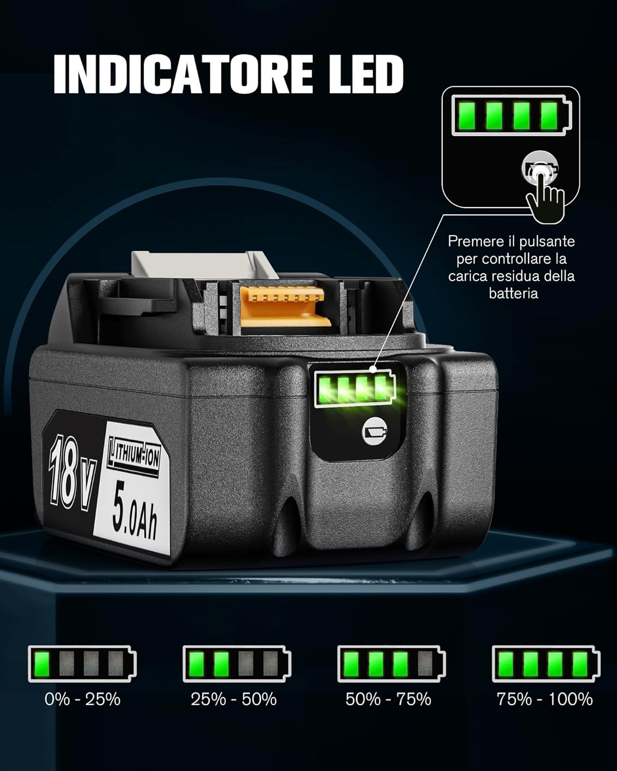 Thumbnail 4 de Quantrex 18V 5,0Ah batteria di ricambio per utensili cordless
