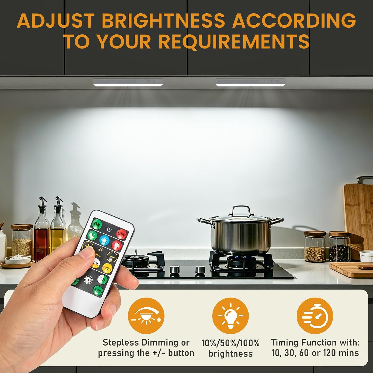 Detalle de Racokky Under Cabinet Lights with Charging Station: 6 Pcs Rechargeable Motion Sensor LED Kit