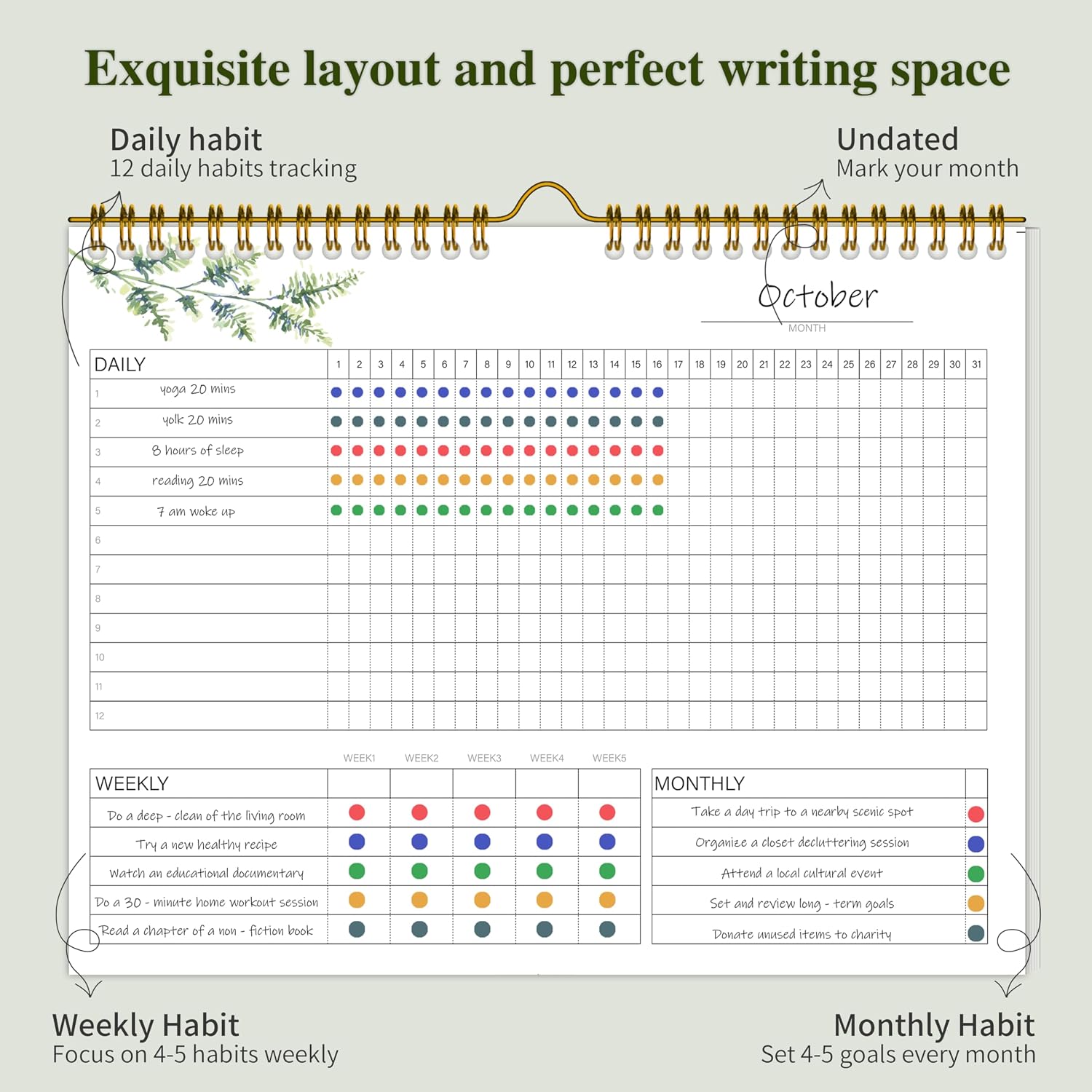 Detalle de Habit Tracker Calendar 7.5"x10" planner ๐