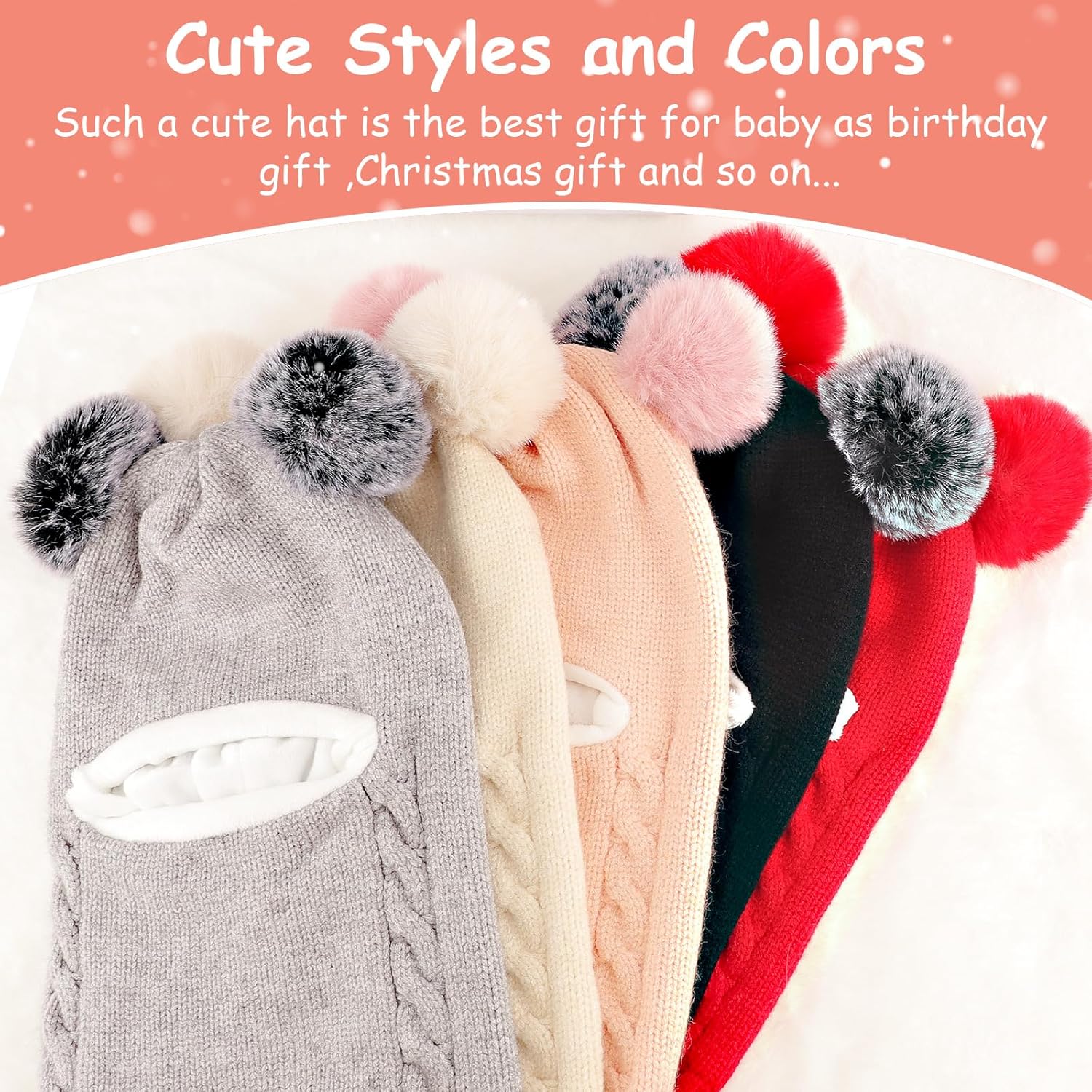Thumbnail 6 de DRESHOW Kids Winter Warm Hat Scarf (1–6 Years) – Earflap Beanie Hood with Pom Pom & Windproof Coverage