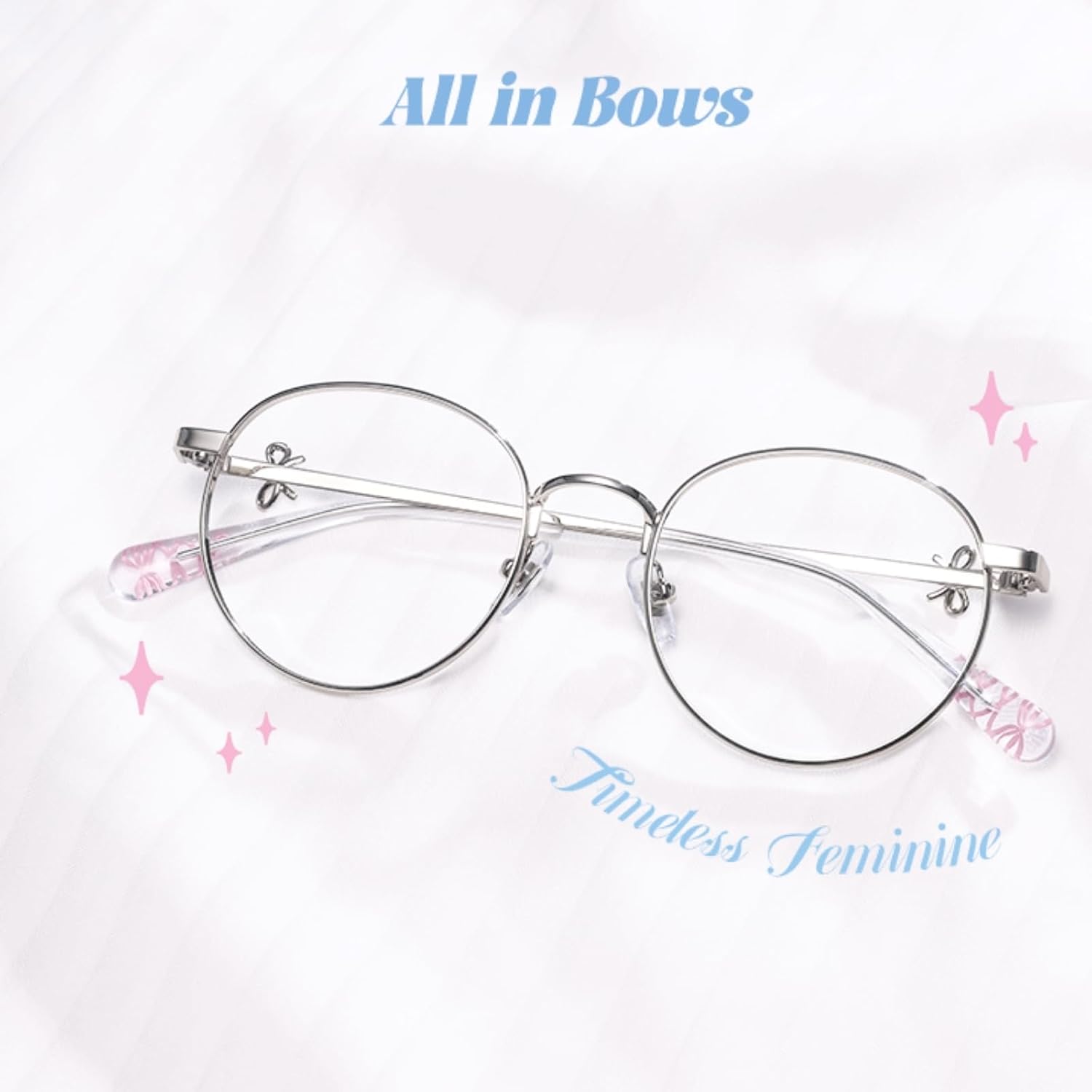 Thumbnail 6 de Firmoo Blue Light Blocking Glasses for Women, Retro Round Metal Frame – UV400, Bow165