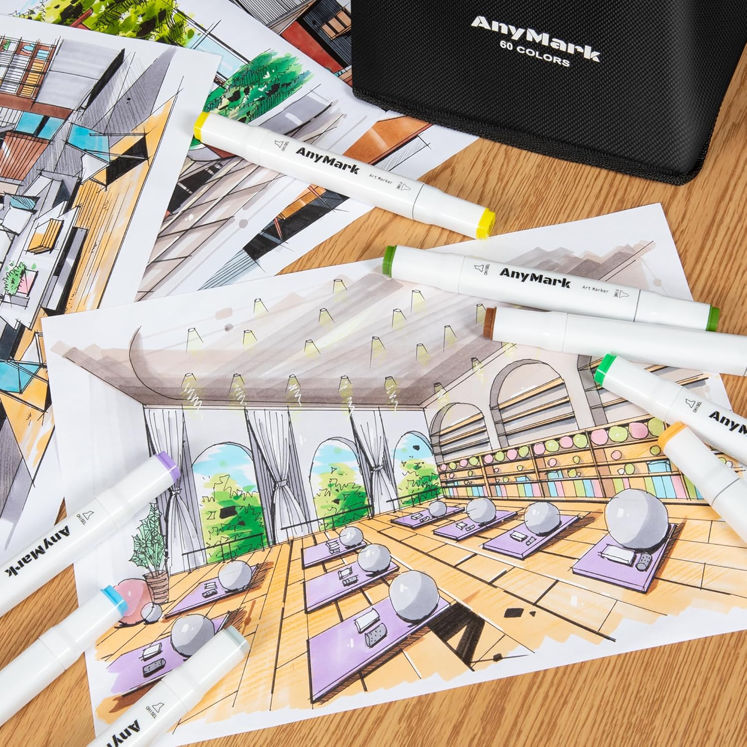 Thumbnail 4 de AnyMark Feutres alcool 60 couleurs: ensemble double pointe pour dessin et coloriage