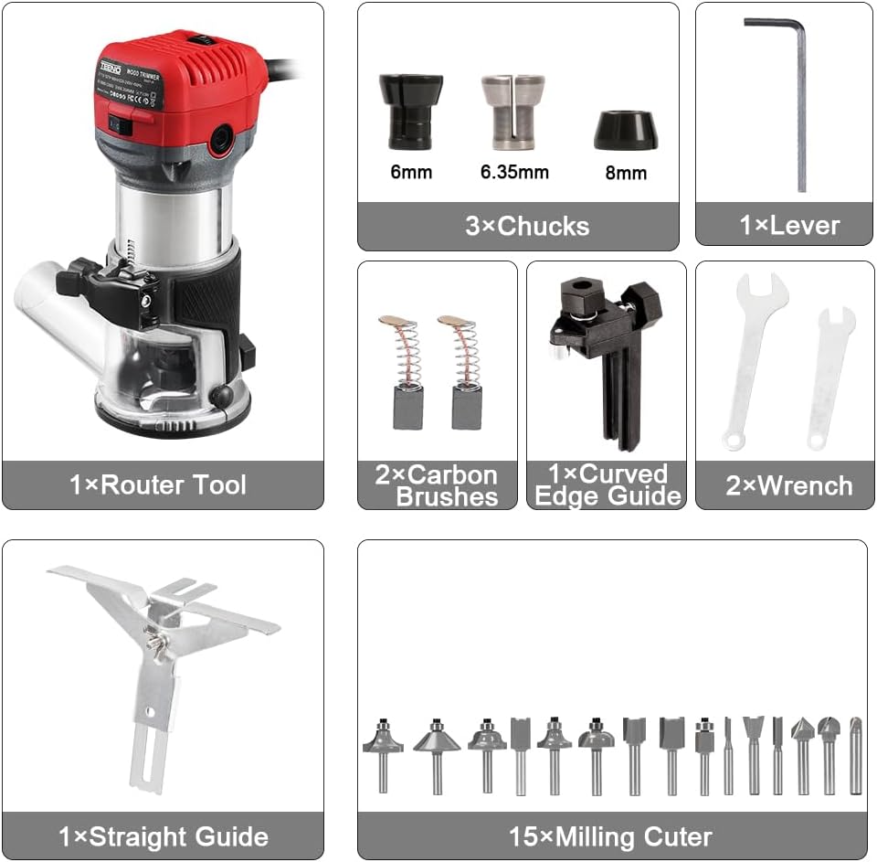 Thumbnail 6 de TEENO TEENO-5567 Compact Wood Router, 6-Speed, 15-Bit Set