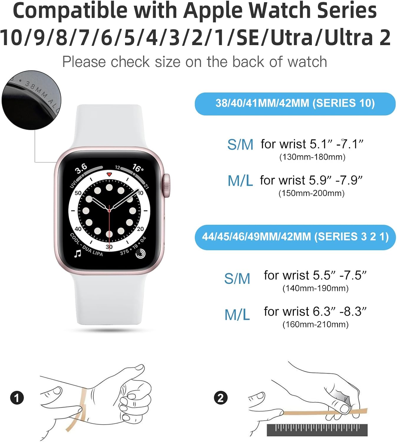 Thumbnail 4 de CeMiKa Silicone Apple Watch Straps: 38–49mm Sport Band Replacement