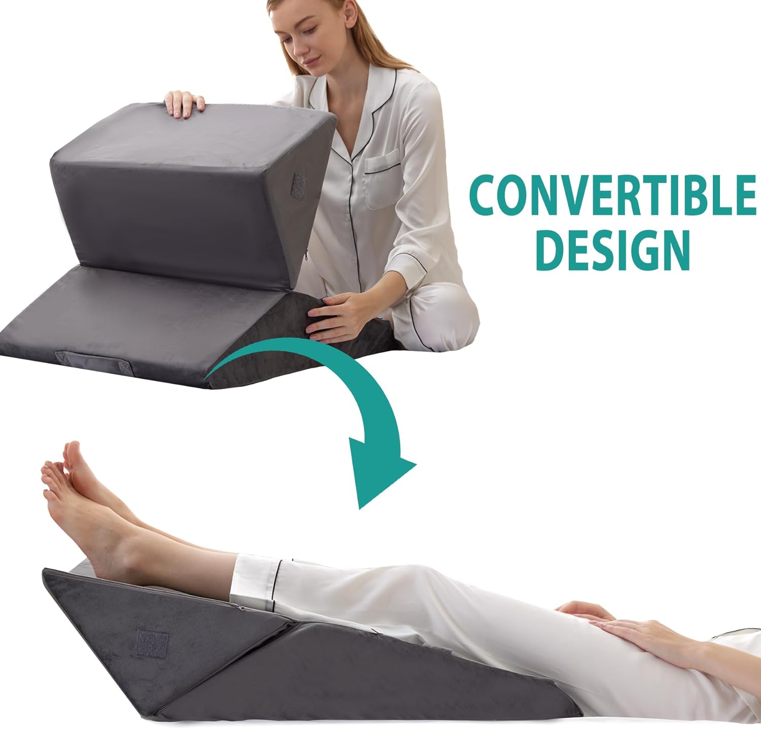 Thumbnail 3 de Bedluxe BD2023D555530DMR-2X Adjustable Wedge Pillow Set, 9- and 12-Inch Memory Foam