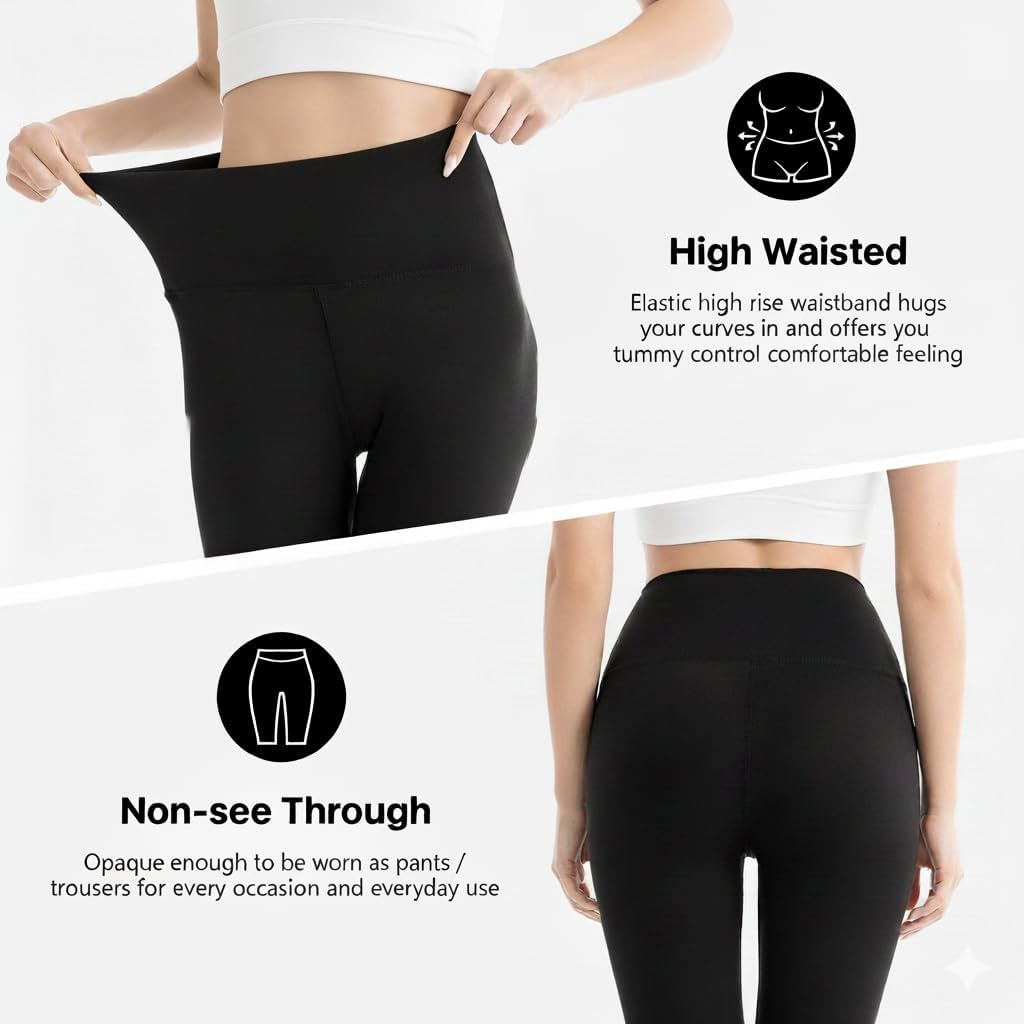 Detalle de CTHH 4-Pack Women’s High-Waisted Leggings with Tummy Control