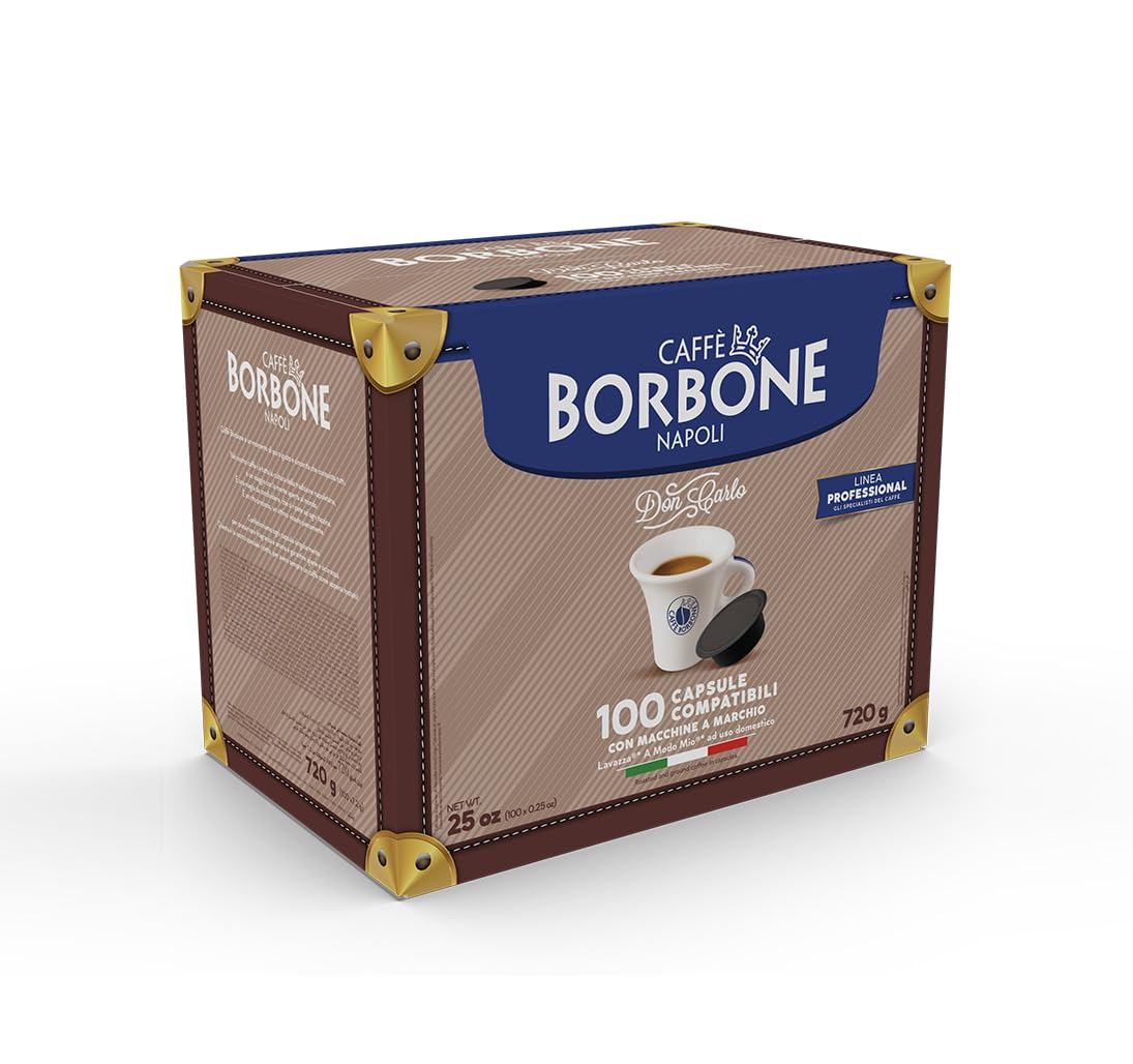 Detalle de Caffè Borbone Don Carlo Schwarze Mischung Kapseln – 100 Stück, kompatibel mit Lavazza A Modo Mio