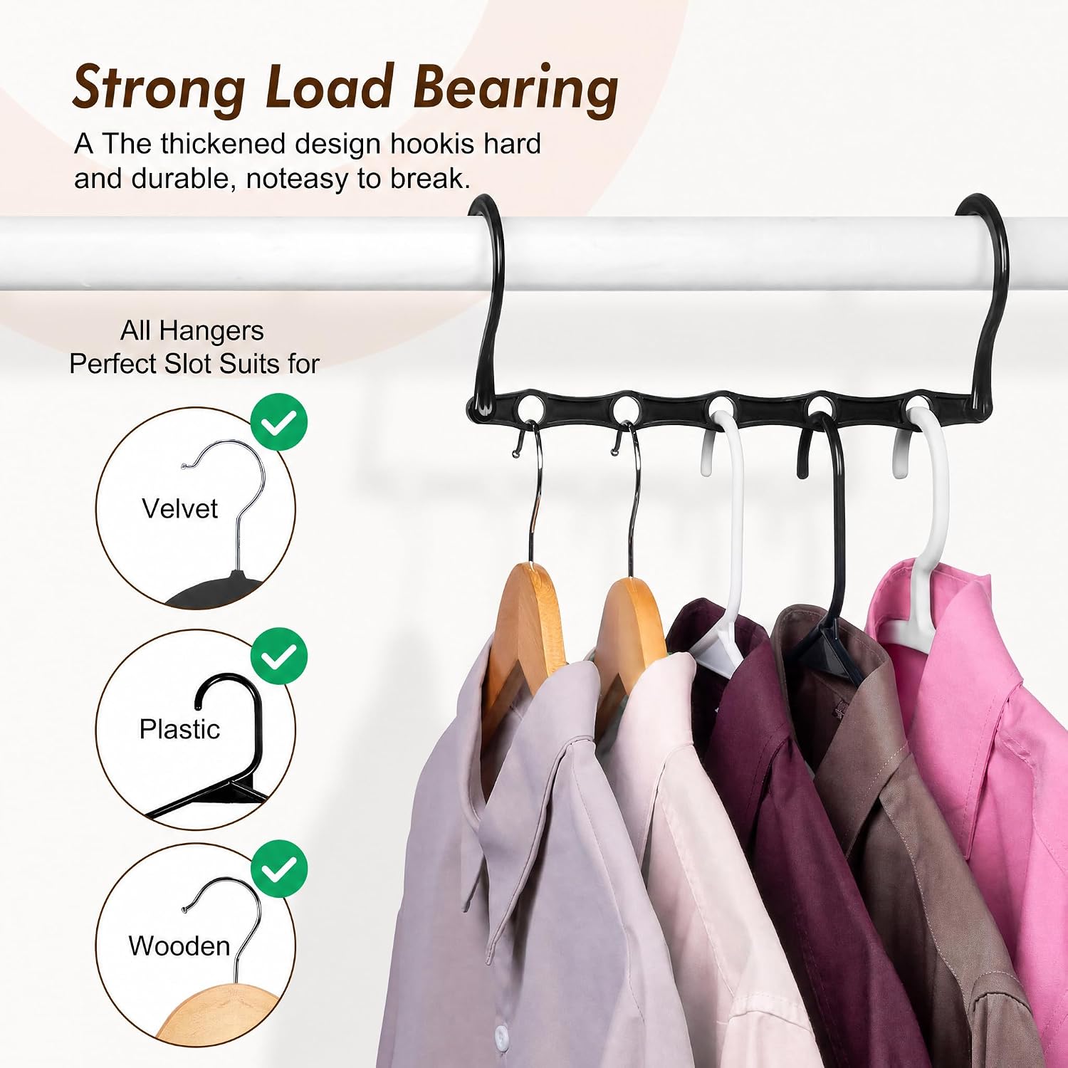 Thumbnail 4 de HOUSE DAY Black Magic Space Saving Hangers 10-pack — cascading closet organizers