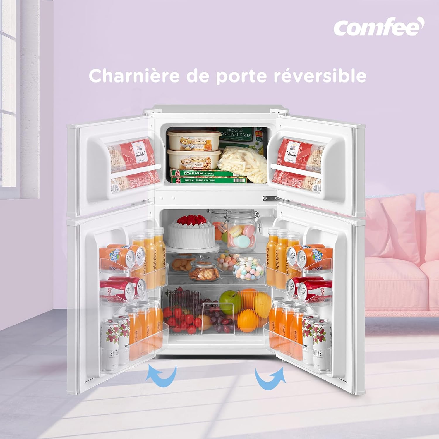 Detalle de Comfee' RCT87WH2(E), Petit Réfrigérateur Congélateur 87 L – Blanc
