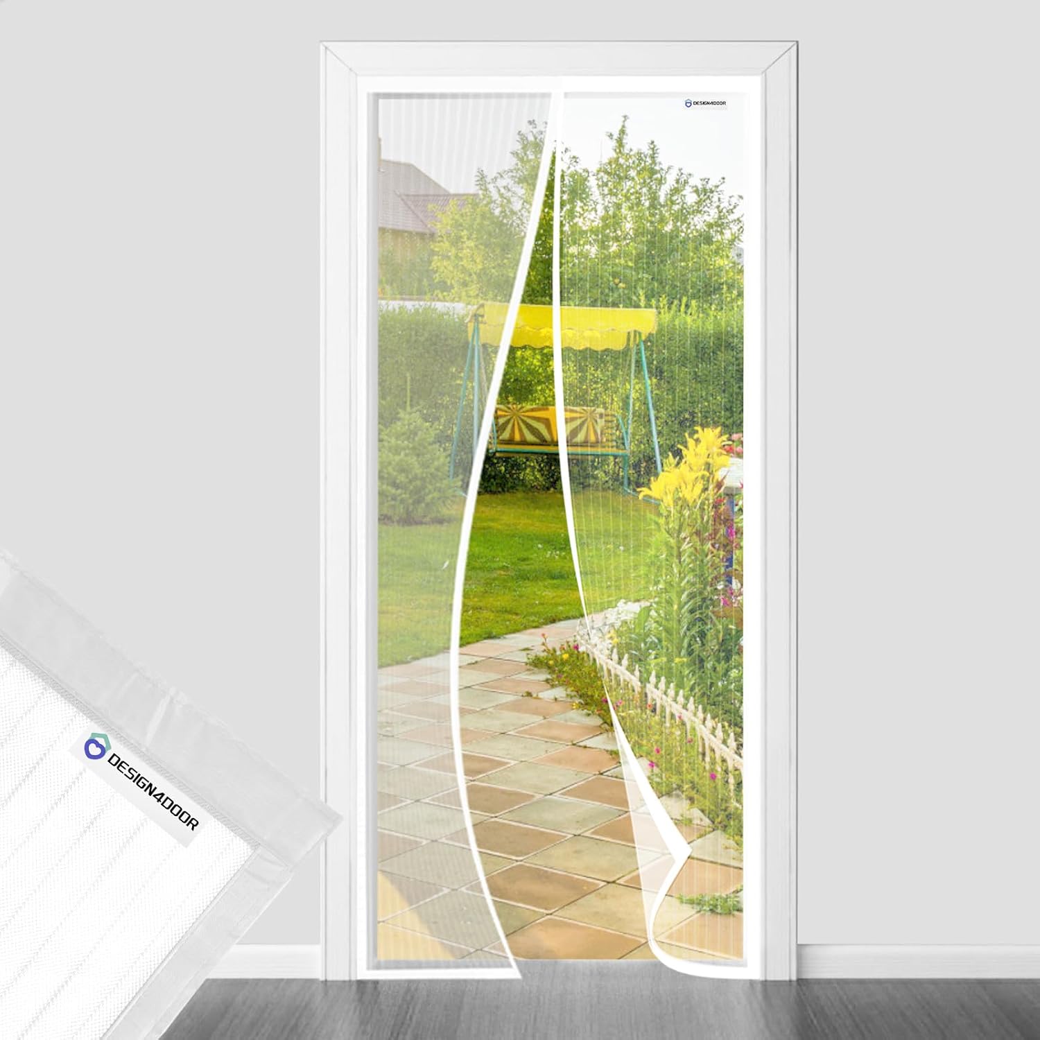 Detalle de Fliegengitter Tür 95x205 cm – design4door Balkontür Weiß
