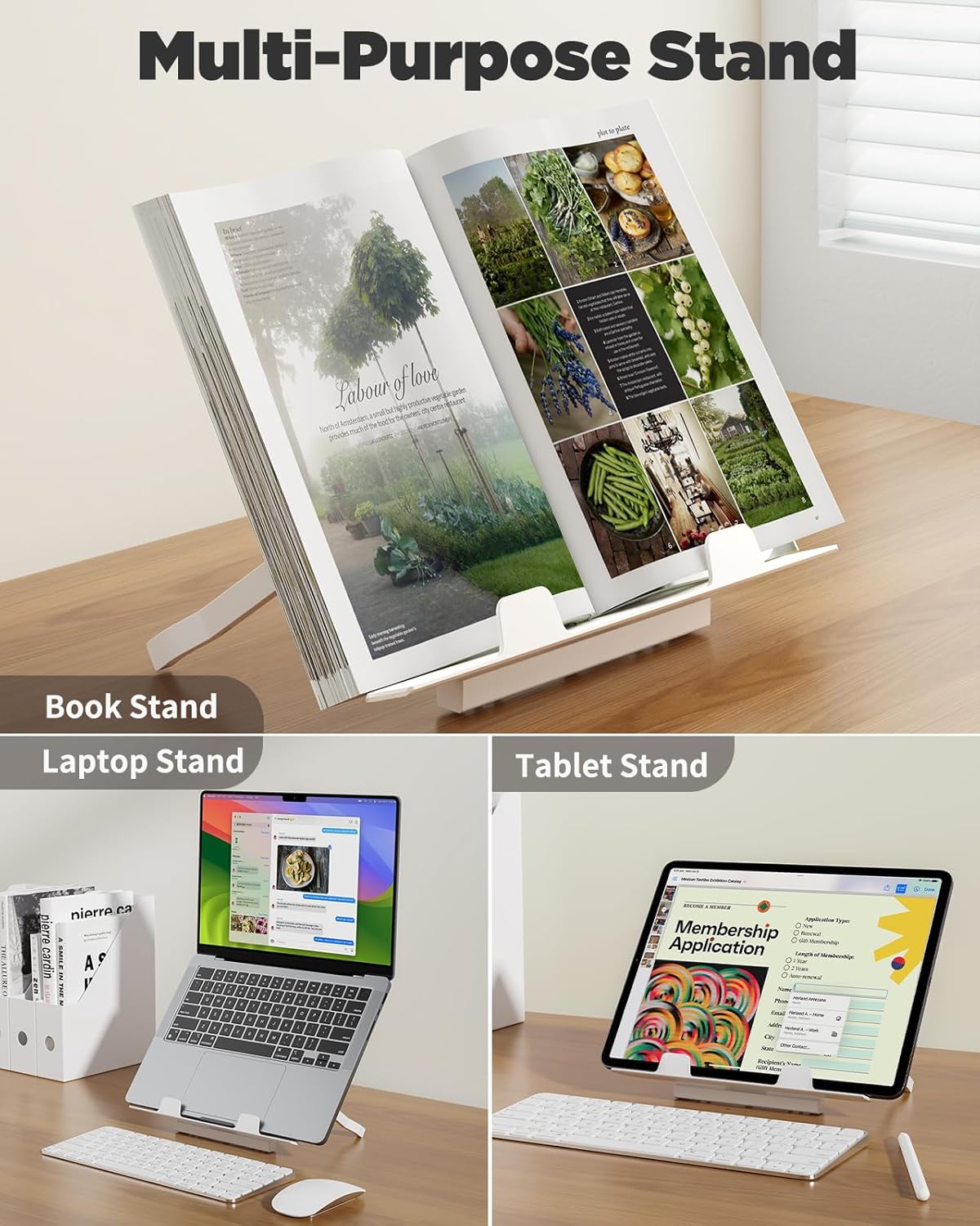 Thumbnail 2 de SAIJI XX-Large Foldable Bed Tray Table (Teak) – Multi‑Use Laptop Desk with Storage Drawer