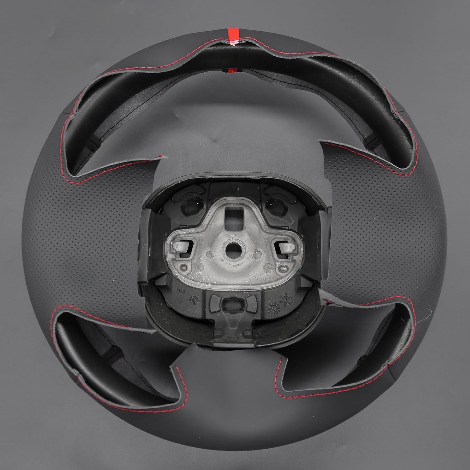 Detalle de MEWANT coprivolante in pelle microfibra per Fiat Panda (2012-2024) – cucito a mano, senza tasto multifunzione