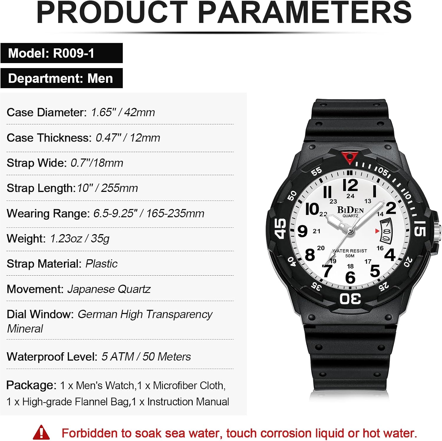 Thumbnail 6 de HANPOSH Herren Uhr – Analoge Quarz-Uhr mit Datum, 50M wasserdicht, 42 mm Gehäuse, Silikonarmband
