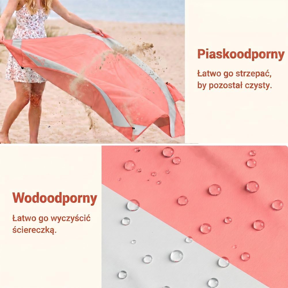 Thumbnail 6 de Wolfwise duży koc plażowy, lekki, wodoodporny i odporny na piasek, różowy