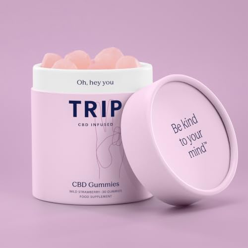 Detalle de TRIP CBD Infused Gummies 300mg CBD, High Strength, Wild Strawberry, 30x