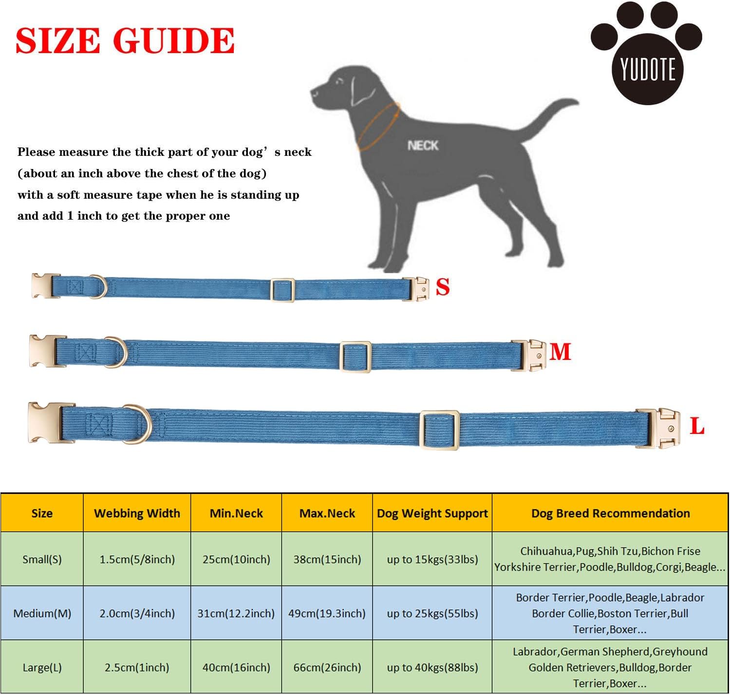Thumbnail 1 de YUDOTE Ultra-soft Dog Collar in Natural Cotton Corduroy (Small, Blue-grey) for Sensitive Skin