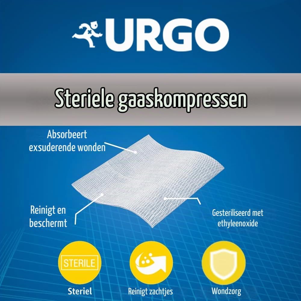 Detalle de Urgo 7853 steriele mullkompressen van katoen, 10 x 10 cm