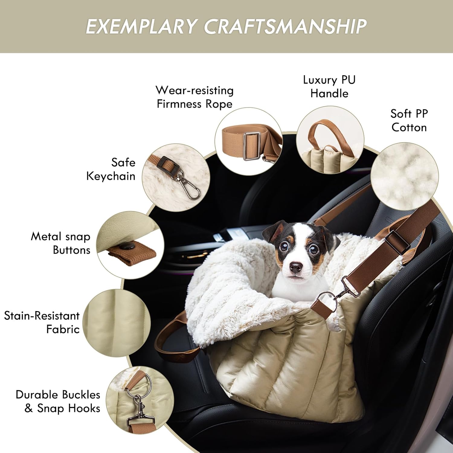 Detalle de ClevaHome sac de transport pour petit chien (jusqu’à 4,5 kg) – siège auto antidérapant et panier de voyage 3-en-1
