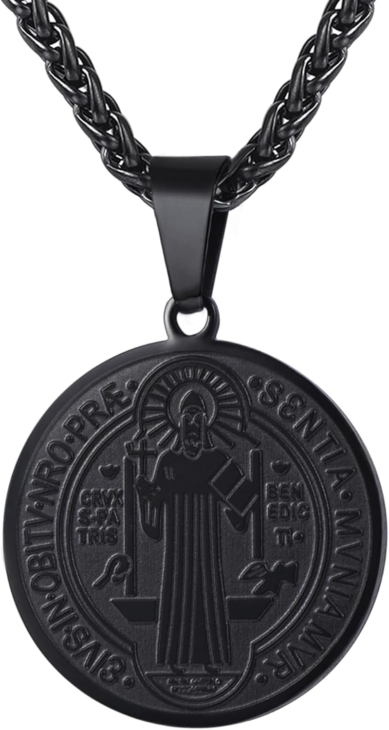 U7 Collana Medaglia San Benedetto in Acciaio 50+5 cm
