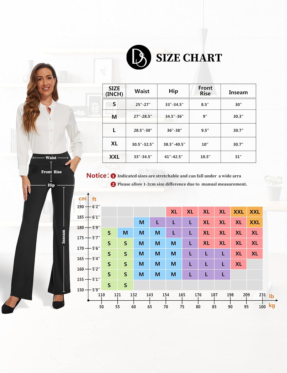 Detalle 1 de Desol Bootcut Flare yogabyxor med hög midja, stretch och fyra fickor