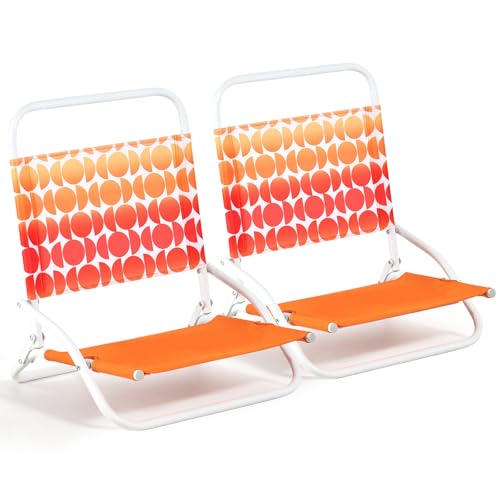 Detalle de Portal Strandstuhl faltbar leicht – kompakter Campingstuhl, orange