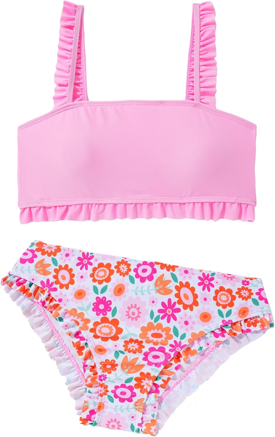 Detalle de Tween Girls Two-Piece Floral Print Bikini Set (Size 5–14) with Chest Pads