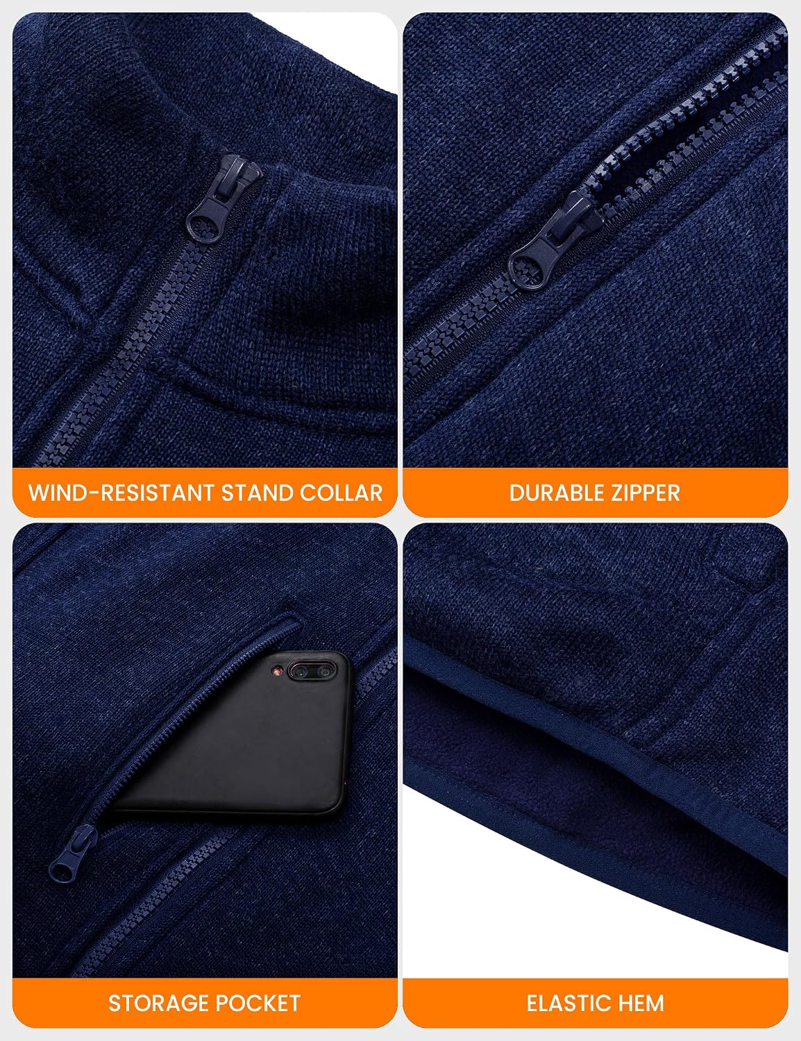 Detalle 2 de HENNCHEE Heated Fleece Jacket for Women, 12V 16,000mAh Power Bank, 5 Heating Zones
