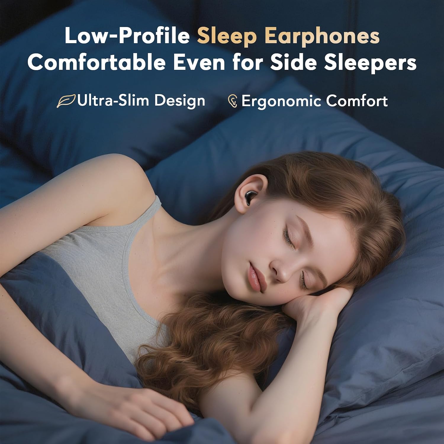 Detalle de Sleep Earbuds for Side Sleepers — Invisible Flat Bluetooth Sleeping Earbuds (Zero Pressure, No Lights)