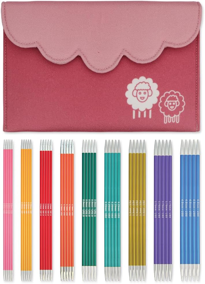Detalle de KnitPro Zing – zestaw drutów pończoszniczych 15 cm, 9 rozmiarów, aluminium