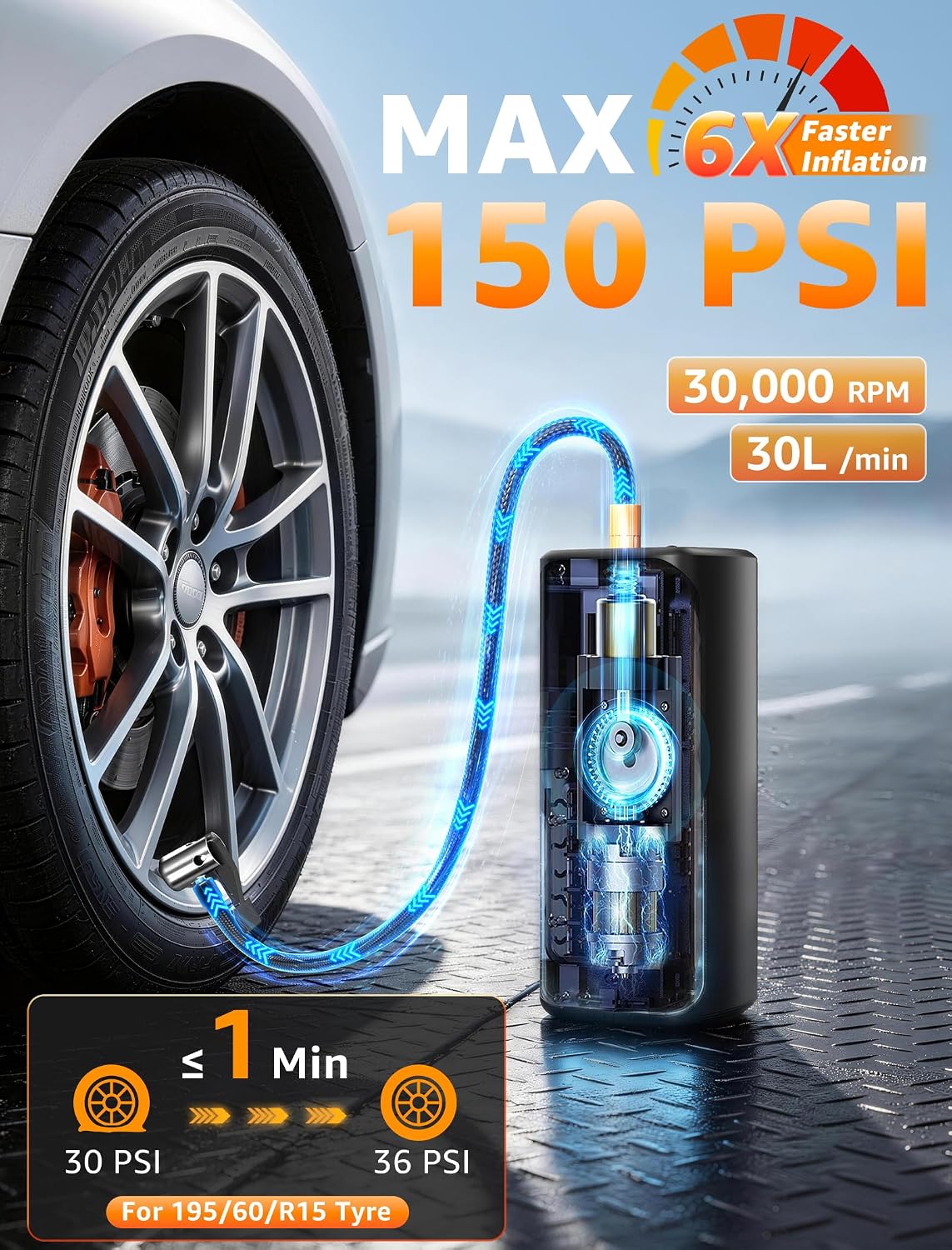 Thumbnail 1 de Demlaies Cordless Tyre Inflator with 6000mAh Battery and 150 PSI