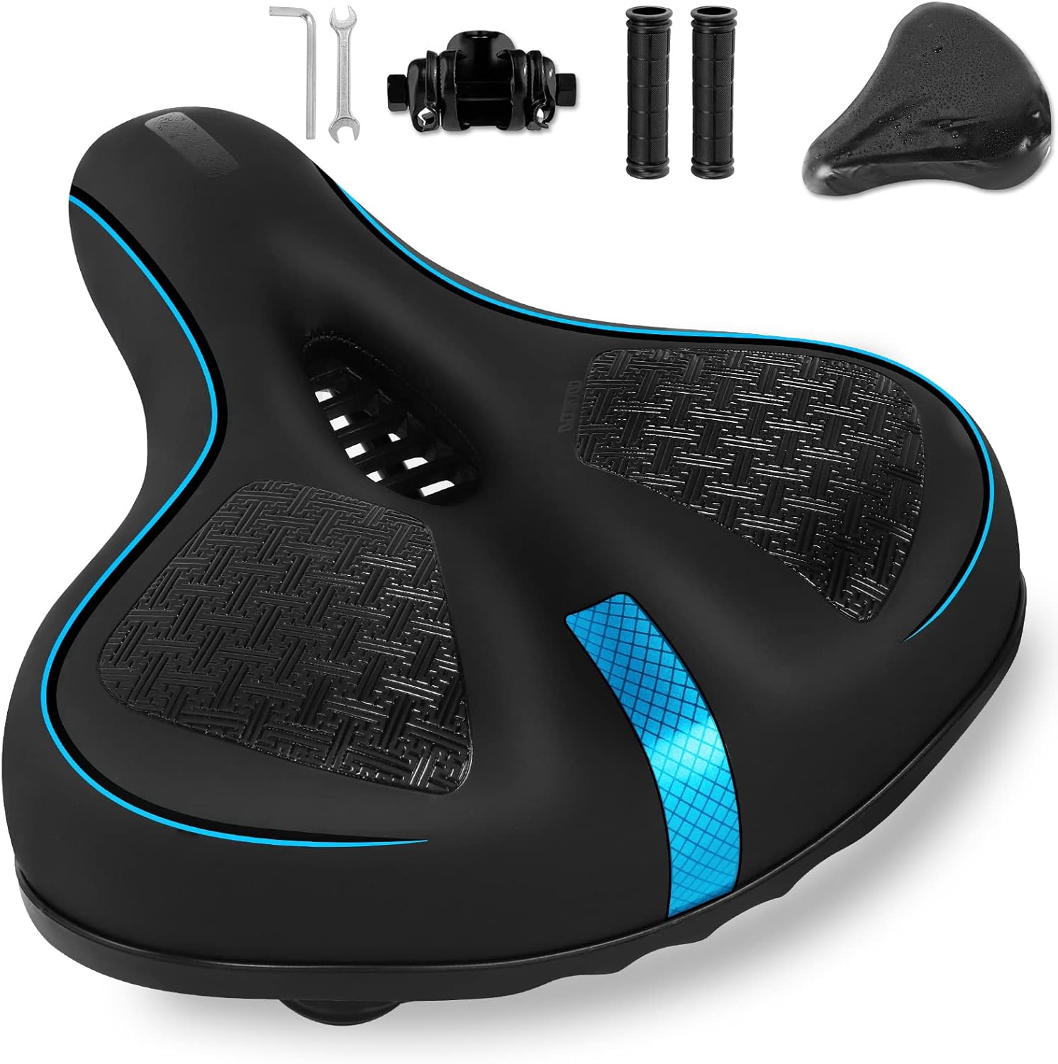 Detalle de Selle de vélo surdimensionnée en mousse à mémoire de forme avec absorption double-ressorts et surface imperméable