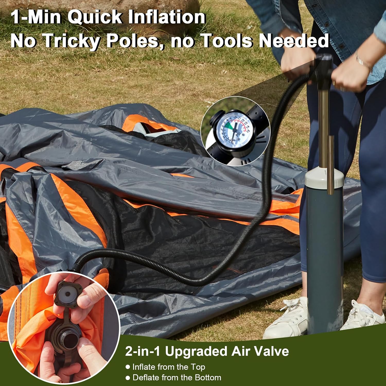 Detalle 2 de Inflatable Camping Tent, 87 × 87 × 77 Inches