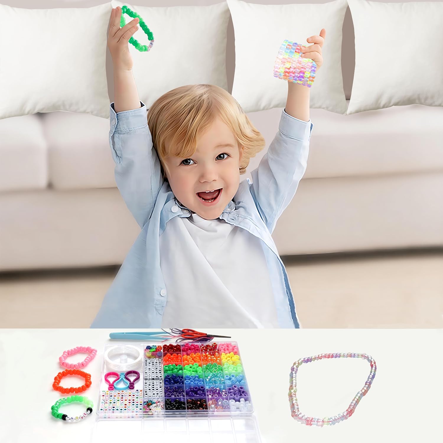 Detalle 1 de LIS HEGENSA Pony Bead Kit, 1,000+ Pieces