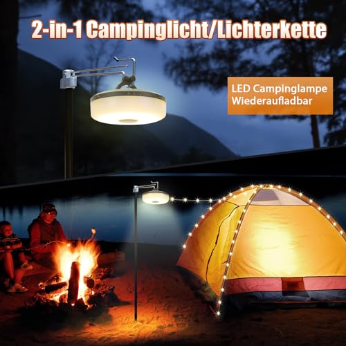 Detalle 2 de Yizhet 10m Camping Lichterkette Olivgrün – vielseitige LED-Beleuchtung für draußen