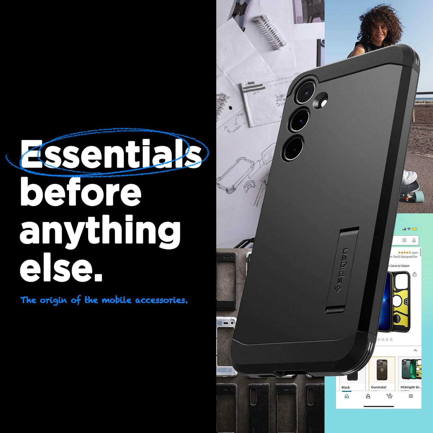 Detalle 2 de Spigen Cover Tough Armor per Samsung Galaxy A55 5G in nero