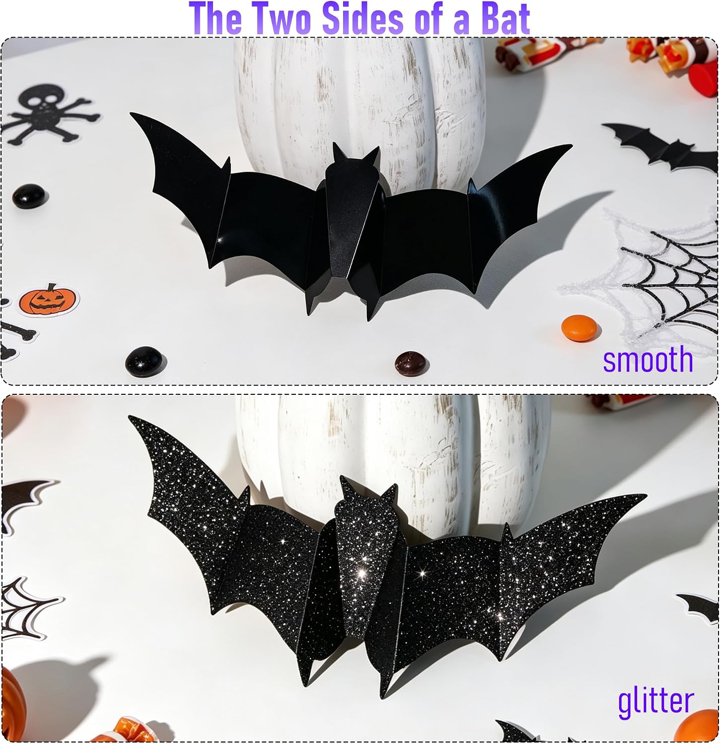Thumbnail 4 de TW SHINE 3D Halloween Bat Wall Stickers with Purple and Orange LED Lights