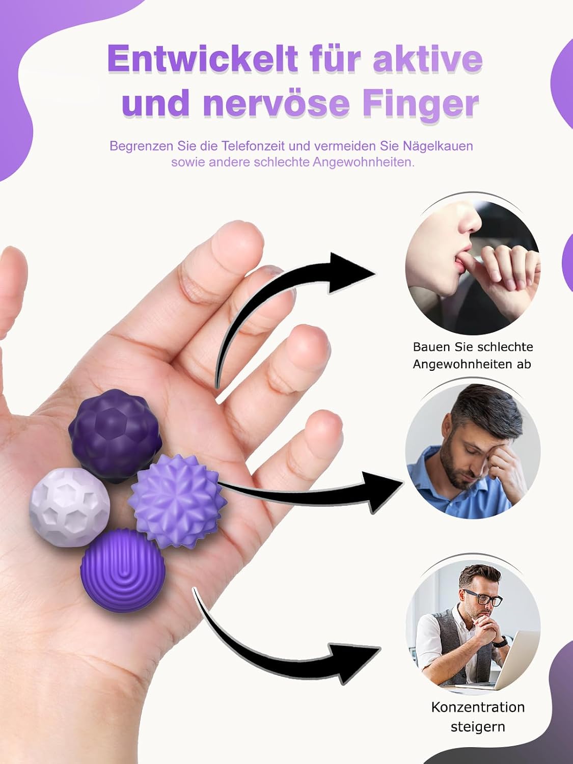 Detalle 2 de Willingood Silikon Magnetkugeln Fidget Toys – 8er Set mit 4 Texturen für Stressabbau und ADHS-Unterstützung