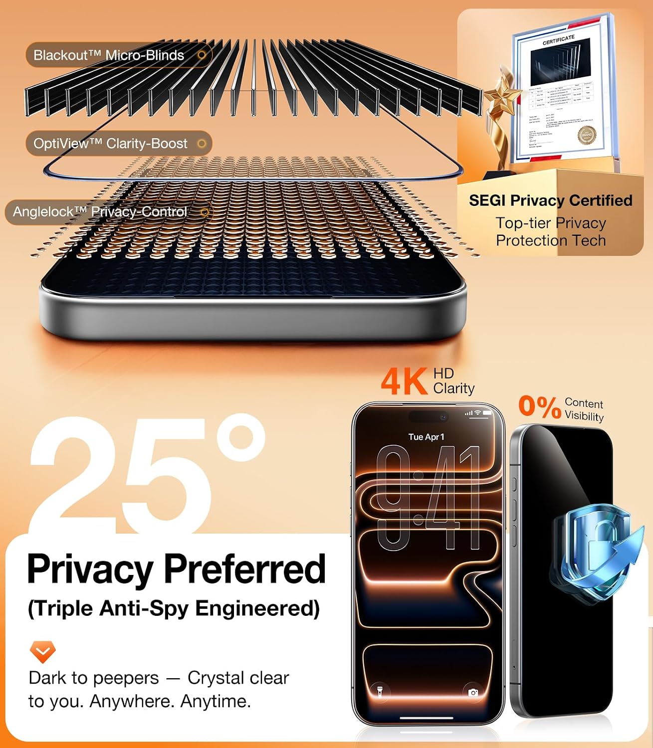 Detalle 2 de UltraGlass TOP 9H+ Armor iPhone 16 Pro Max Privacy 2-pack