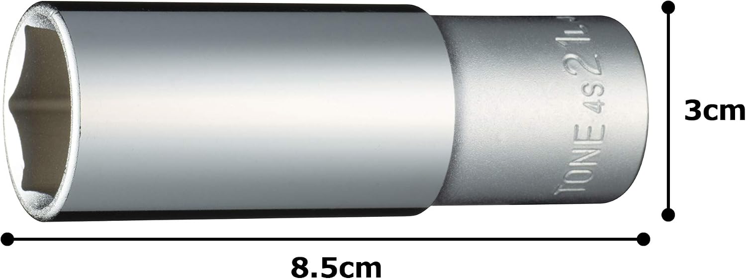 Detalle de トネ(TONE) HP4S-21L ディープソケット 6角・差込角12.7mm・二面幅21mm
