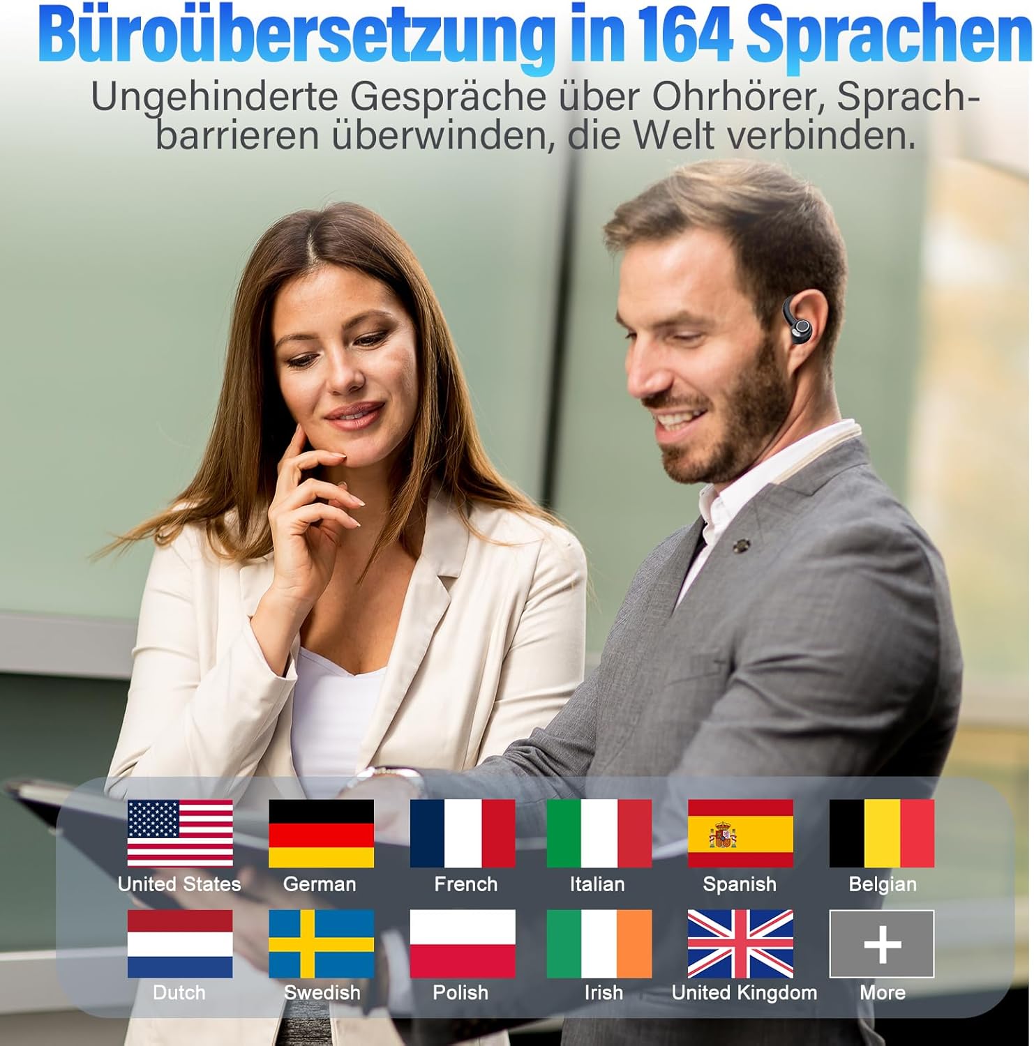 Thumbnail 2 de AI Kopfhörer Übersetzer 3-in-1: Echtzeit-Sprachübersetzung, Anrufe & Musik in 164 Sprachen
