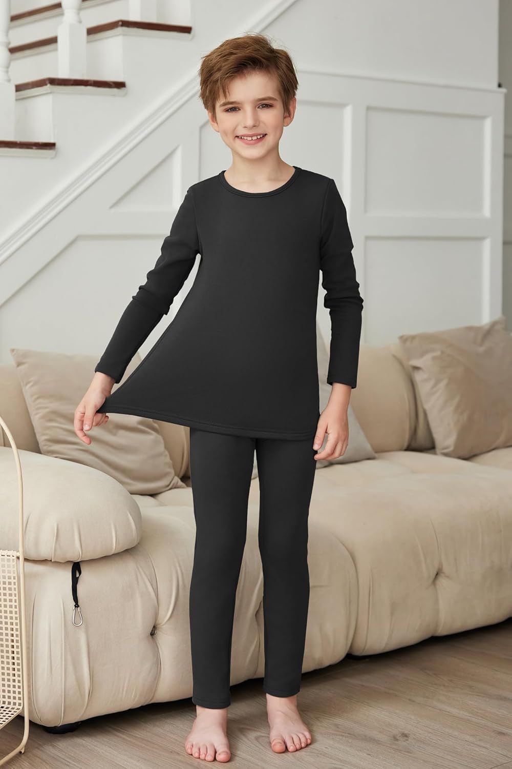 Thumbnail 1 de Arshiner Ensemble de sous-vêtements thermiques pour enfants — 5-12 ans, isolant et confortable