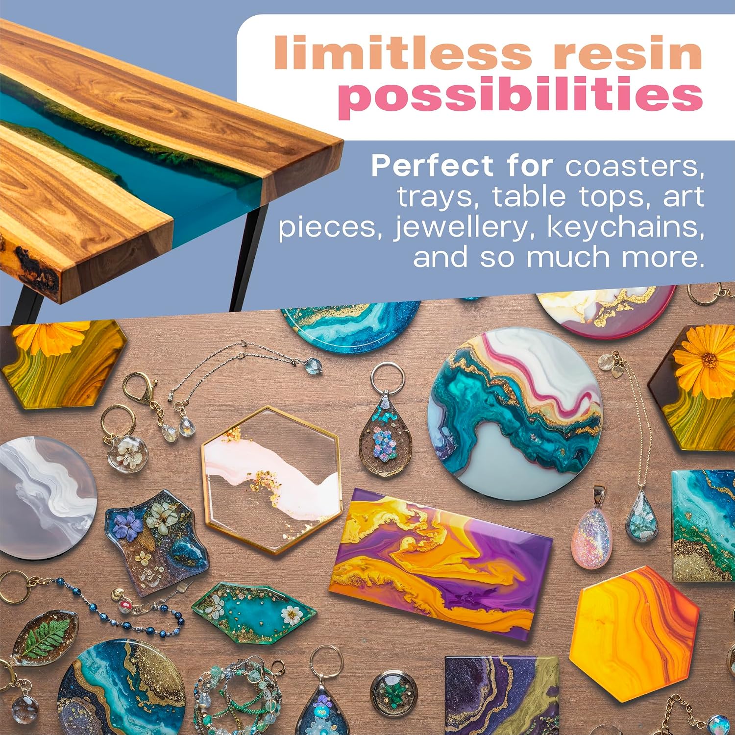 Thumbnail 6 de 1L Epoxy Resin Kit For Beginners | Deep Pour, UV Resistant, 35 Minute Work Time – UK